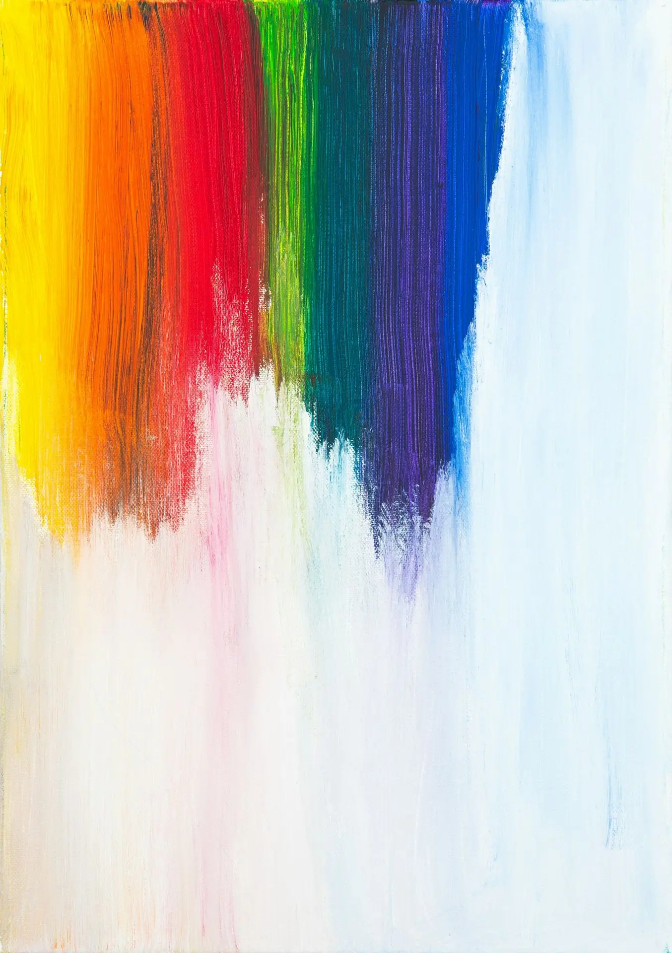 yellow, orange, red, green, and blue abstract painting